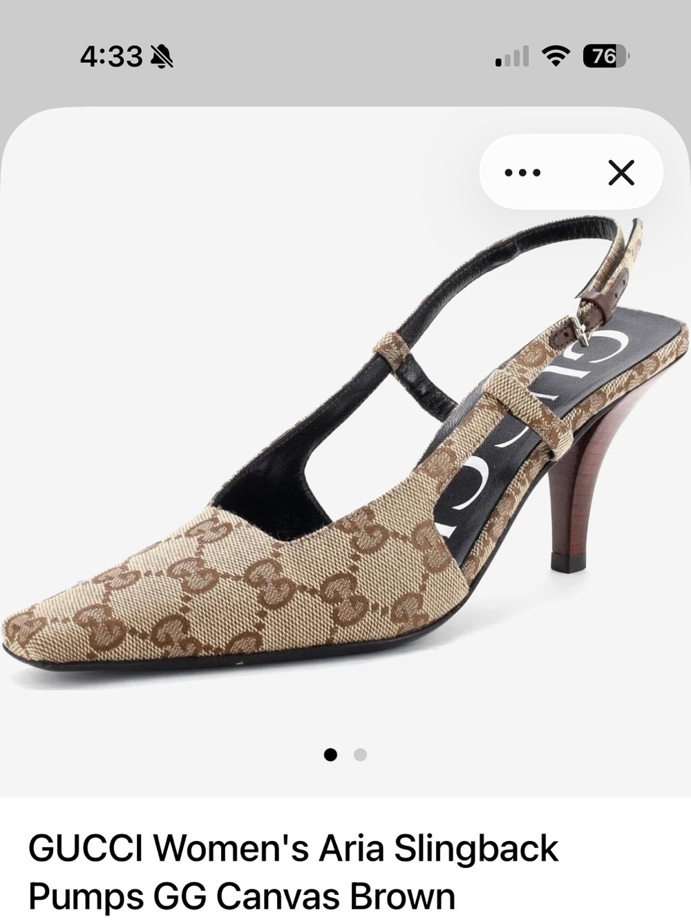 IN SEARCH OF Gucci Beige and Brown GG Canvas Slingback Heels - Size 7/7.5